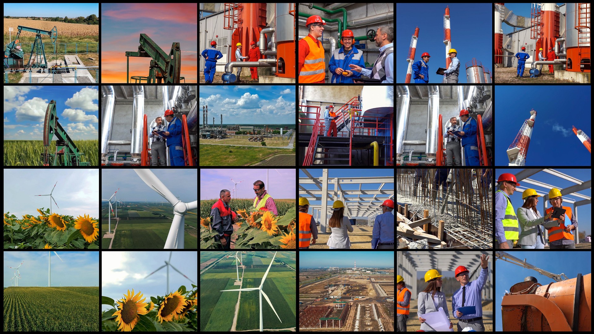 Industrial Production, Development and Growth Conceptual Photo Collage